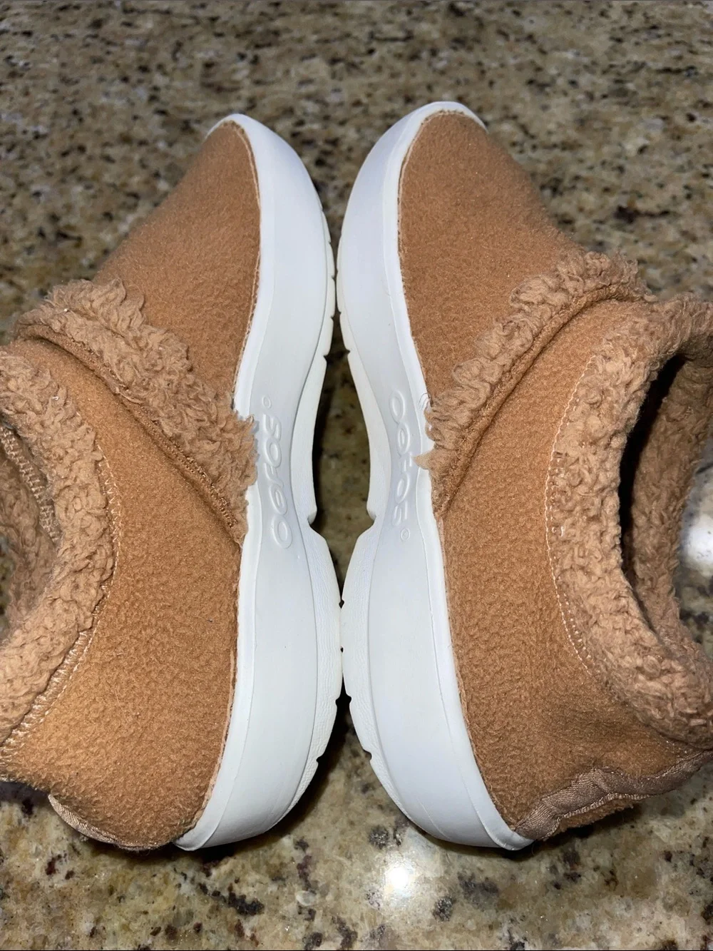 Oofos Oocoozie Cozy Slip-On Shoes in Camel